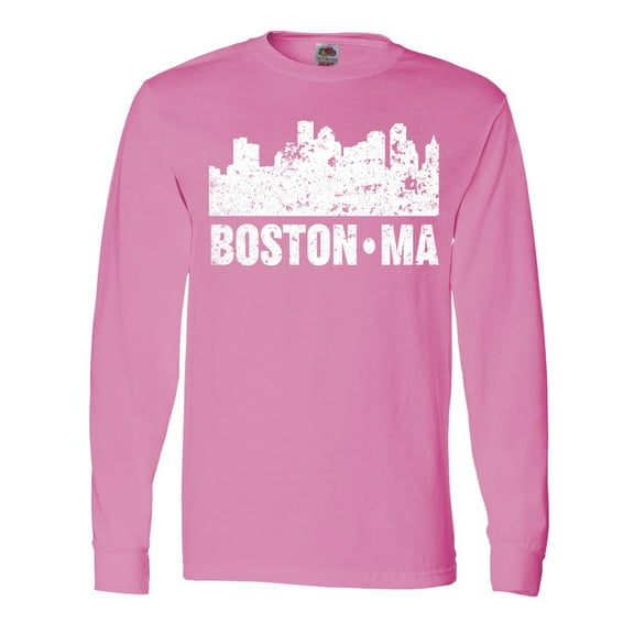 Inktastic Boston Massachusetts City Skyline with Grunge Long Sleeve T-Shirt