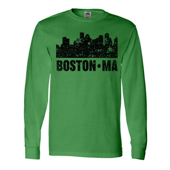 Inktastic Boston Massachusetts City Skyline with Grunge Long Sleeve T-Shirt
