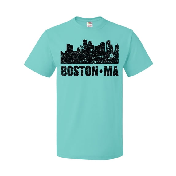 Inktastic Boston Massachusetts City Skyline with Grunge T-Shirt