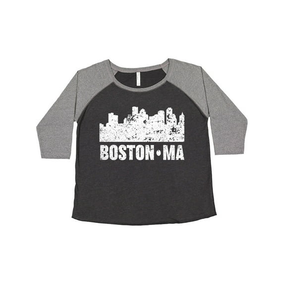 Inktastic Boston Massachusetts City Skyline with Grunge Women's Plus Size T-Shirt