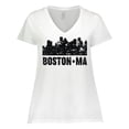thumbnail image 1 of Inktastic Boston Massachusetts City Skyline with Grunge Women's Plus Size V-Neck T-Shirt, 1 of 5