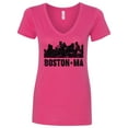 thumbnail image 1 of Inktastic Boston Massachusetts City Skyline with Grunge Women's V-Neck T-Shirt, 1 of 5