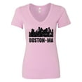 thumbnail image 1 of Inktastic Boston Massachusetts City Skyline with Grunge Women's V-Neck T-Shirt, 1 of 5