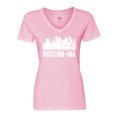 thumbnail image 1 of Inktastic Boston Massachusetts City Skyline with Grunge Women's V-Neck T-Shirt, 1 of 5