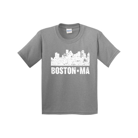 Inktastic Boston Massachusetts City Skyline with Grunge Youth T-Shirt