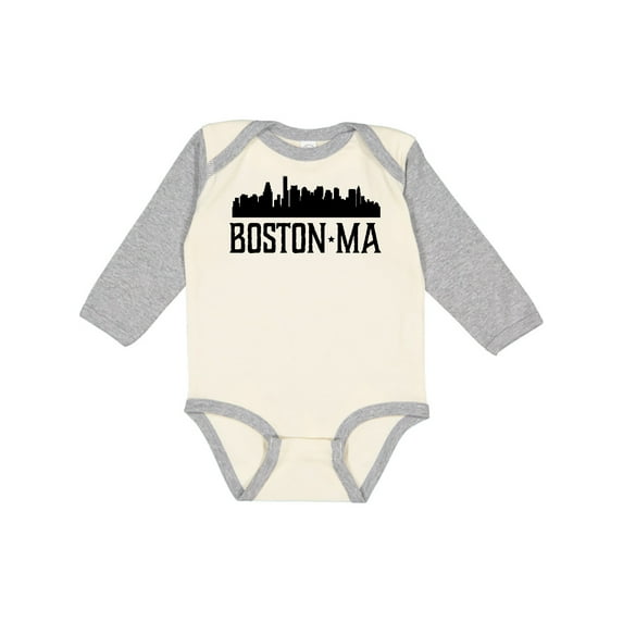 Inktastic Boston Massachusetts Skyline City Silhouette Boys or Girls Long Sleeve Baby Bodysuit