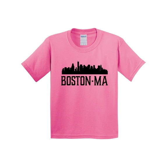 Inktastic Boston Massachusetts Skyline City Silhouette Youth T-Shirt