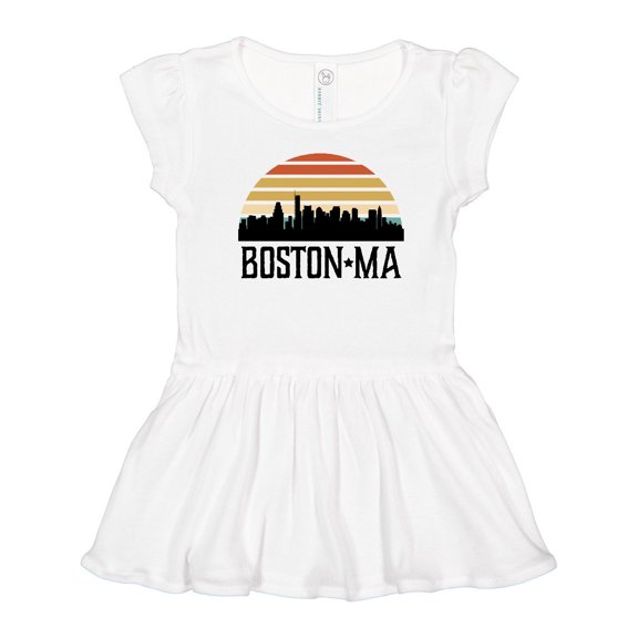 Inktastic Boston Massachusetts Skyline Sunset Girls Toddler Dress