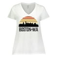 thumbnail image 1 of Inktastic Boston Massachusetts Skyline Sunset Women's Plus Size V-Neck T-Shirt, 1 of 5