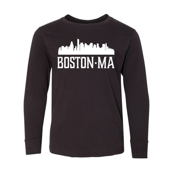 Inktastic Boston Massachussetts Skyline Long Sleeve Youth T-Shirt