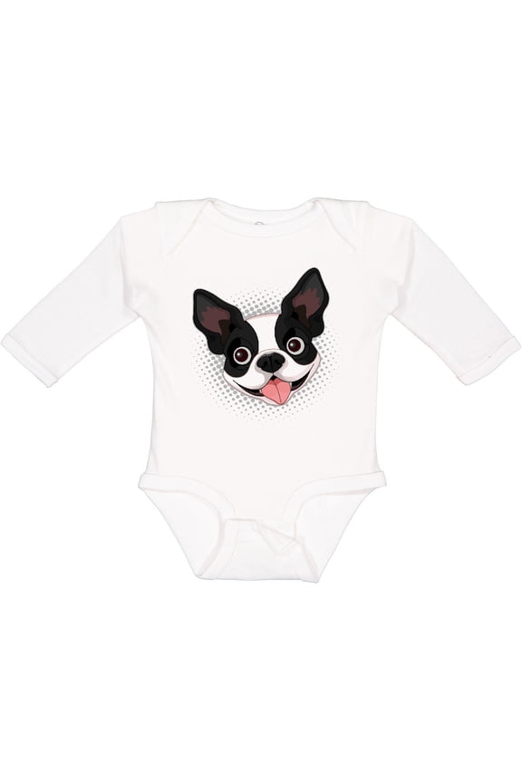 Boston Terrier Dog Gift Boys or Girls Long Sleeve Baby Bodysuit