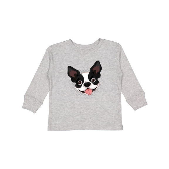 Inktastic Boston Terrier Dog Gift Boys or Girls Long Sleeve Toddler T-Shirt