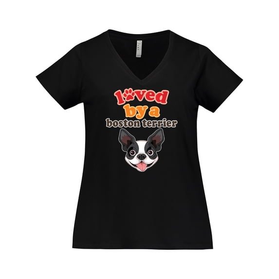 Inktastic Boston Terrier Dog Gift Women's Plus Size V-Neck T-Shirt