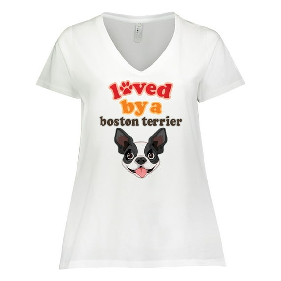 Inktastic Boston Terrier Dog Gift Women's Plus Size V-Neck T-Shirt