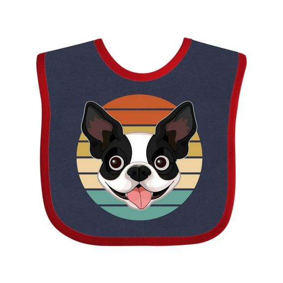 Inktastic Boston Terrier Dog Retro Sunset Boys or Girls Baby Bib