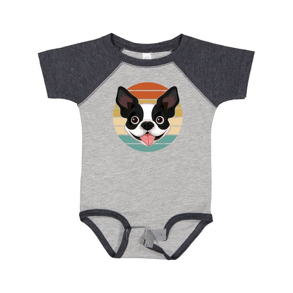 Inktastic Boston Terrier Dog Retro Sunset Boys or Girls Baby Bodysuit
