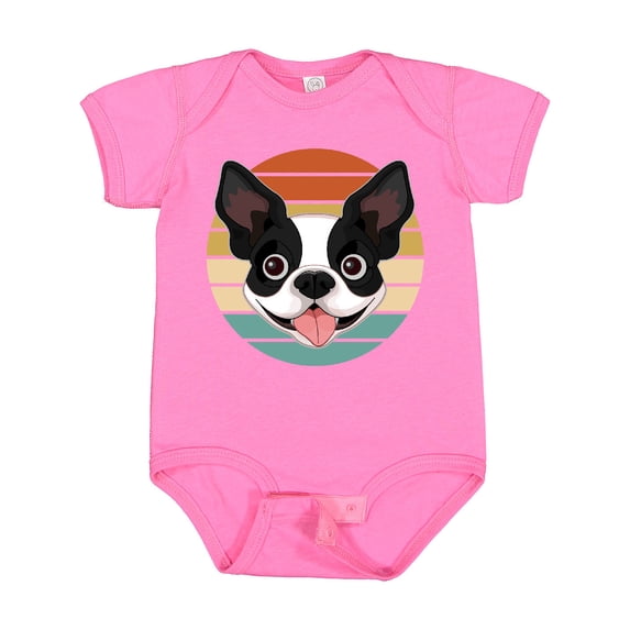 Inktastic Boston Terrier Dog Retro Sunset Boys or Girls Baby Bodysuit