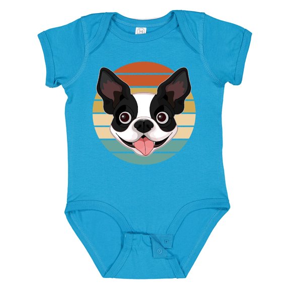 Inktastic Boston Terrier Dog Retro Sunset Boys or Girls Baby Bodysuit