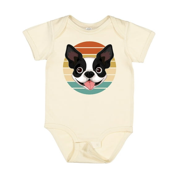 Inktastic Boston Terrier Dog Retro Sunset Boys or Girls Baby Bodysuit