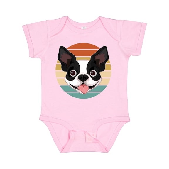 Inktastic Boston Terrier Dog Retro Sunset Boys or Girls Baby Bodysuit