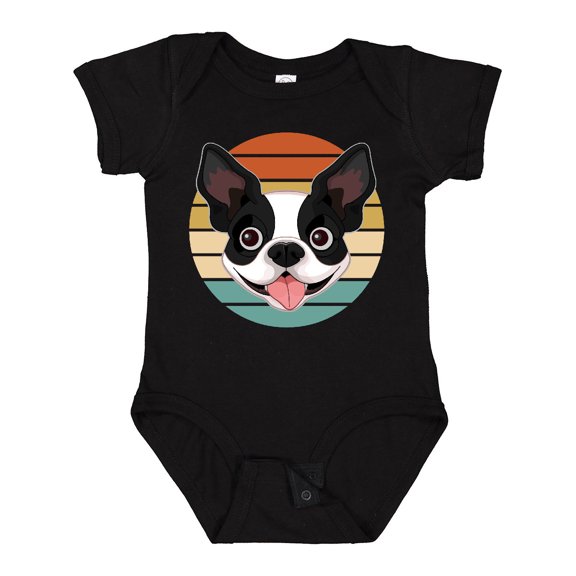 Inktastic Boston Terrier Dog Retro Sunset Boys or Girls Baby Bodysuit