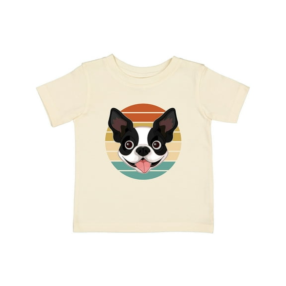 Inktastic Boston Terrier Dog Retro Sunset Boys or Girls Baby T-Shirt