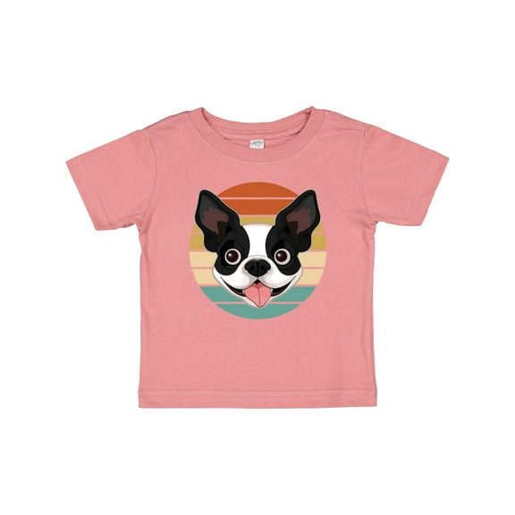 Inktastic Boston Terrier Dog Retro Sunset Boys or Girls Baby T-Shirt