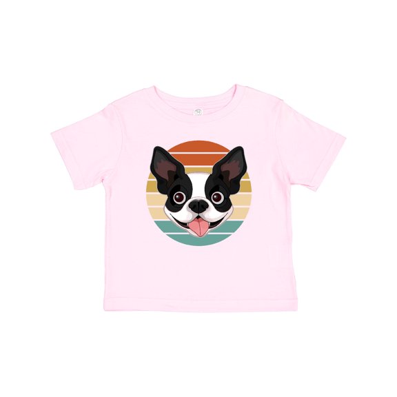 Inktastic Boston Terrier Dog Retro Sunset Boys or Girls Baby T-Shirt