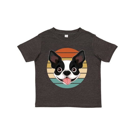 Inktastic Boston Terrier Dog Retro Sunset Boys or Girls Toddler T-Shirt