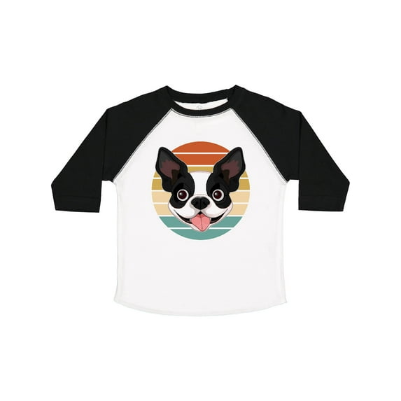 Inktastic Boston Terrier Dog Retro Sunset Boys or Girls Toddler T-Shirt