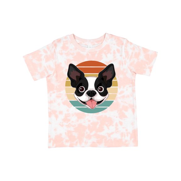 Inktastic Boston Terrier Dog Retro Sunset Boys or Girls Toddler T-Shirt