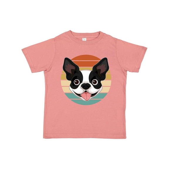Inktastic Boston Terrier Dog Retro Sunset Boys or Girls Toddler T-Shirt