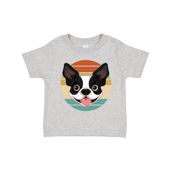 Inktastic Boston Terrier Dog Retro Sunset Boys or Girls Toddler T-Shirt