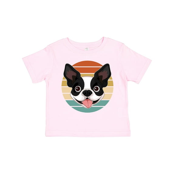 Inktastic Boston Terrier Dog Retro Sunset Boys or Girls Toddler T-Shirt