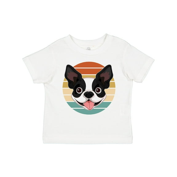 Inktastic Boston Terrier Dog Retro Sunset Boys or Girls Toddler T-Shirt