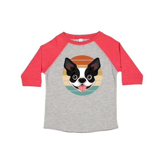 Inktastic Boston Terrier Dog Retro Sunset Boys or Girls Toddler T-Shirt