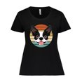 thumbnail image 1 of Inktastic Boston Terrier Dog Retro Sunset Women's Plus Size T-Shirt, 1 of 5