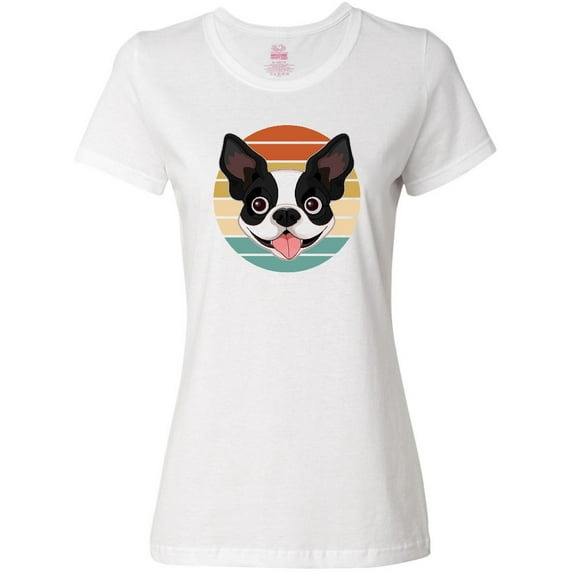 Inktastic Boston Terrier Dog Retro Sunset Women's T-Shirt