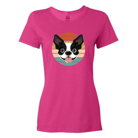 Inktastic Boston Terrier Dog Retro Sunset Women's T-Shirt