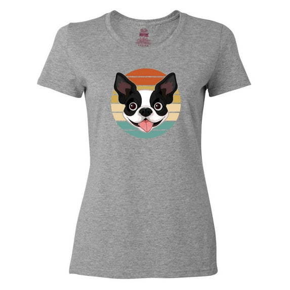 Inktastic Boston Terrier Dog Retro Sunset Women's T-Shirt