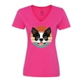 thumbnail image 1 of Inktastic Boston Terrier Dog Retro Sunset Women's V-Neck T-Shirt, 1 of 5