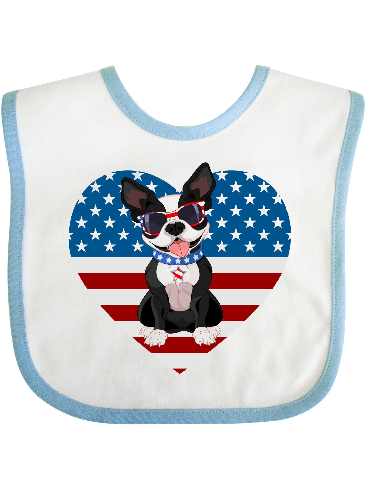 Inktastic Boston Terrier Dog US Flag July 4th Boys or Girls Baby Bib - image 1 of 3