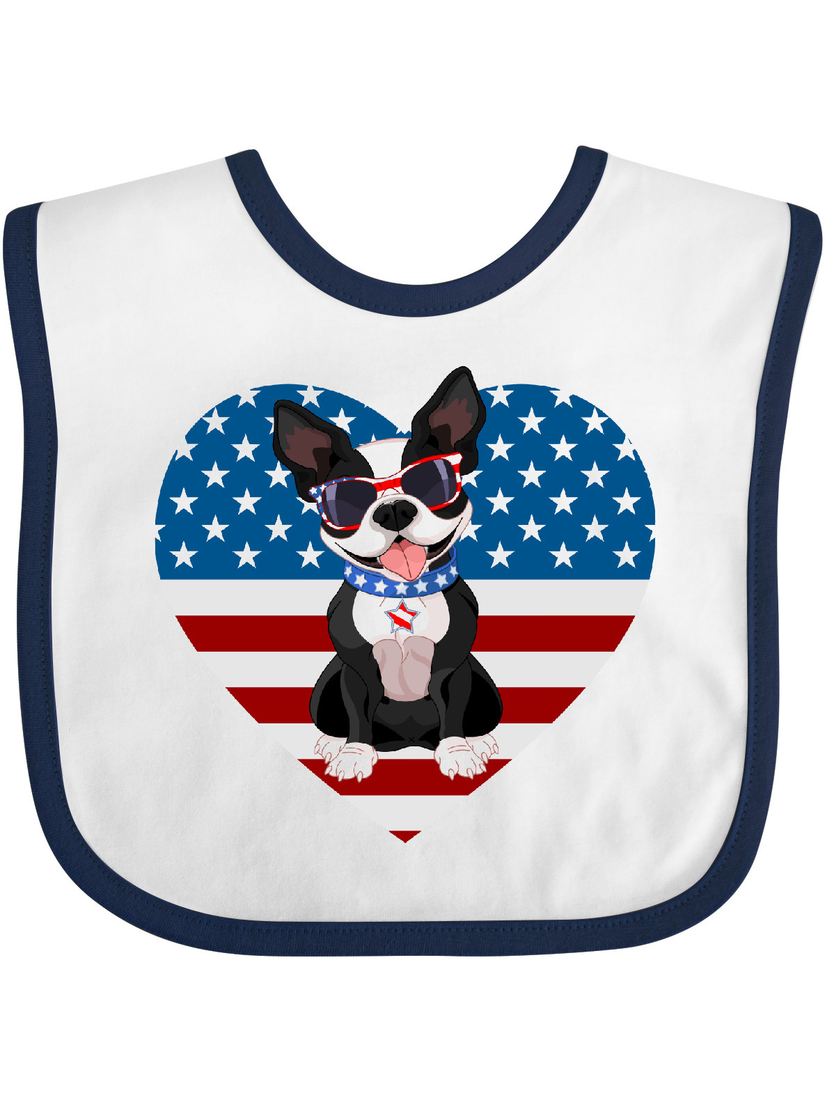 Inktastic Boston Terrier Dog US Flag July 4th Boys or Girls Baby Bib - image 1 of 3