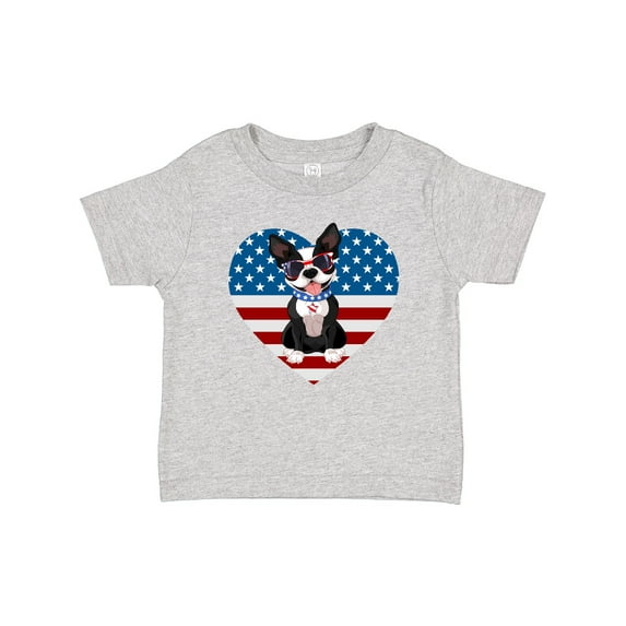 Inktastic Boston Terrier Dog US Flag July 4th Boys or Girls Baby T-Shirt