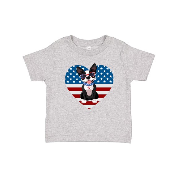 Inktastic Boston Terrier Dog US Flag July 4th Boys or Girls Baby T-Shirt