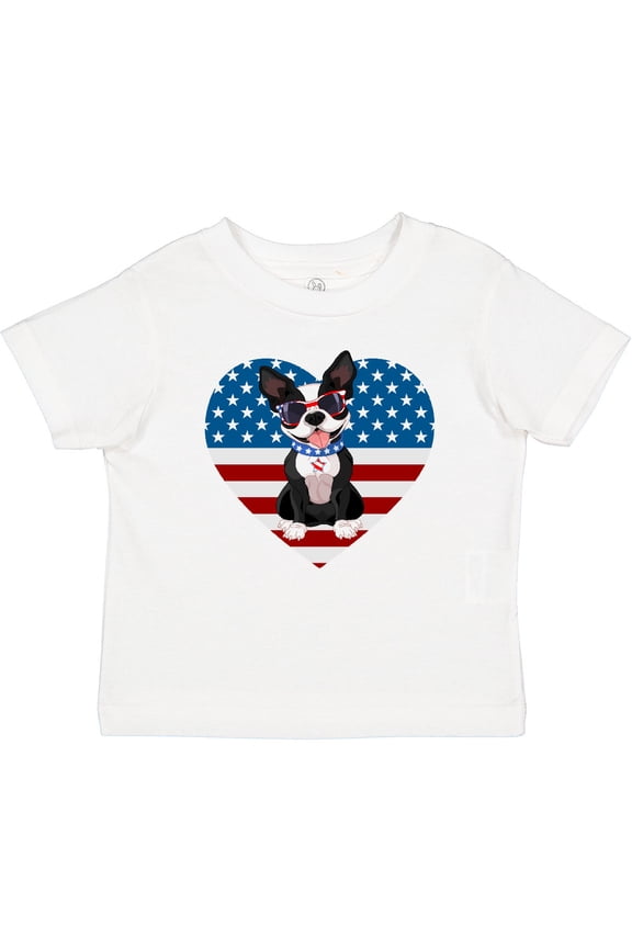 Boston Terrier Dog US Flag July 4th Boys or Girls Baby T-Shirt