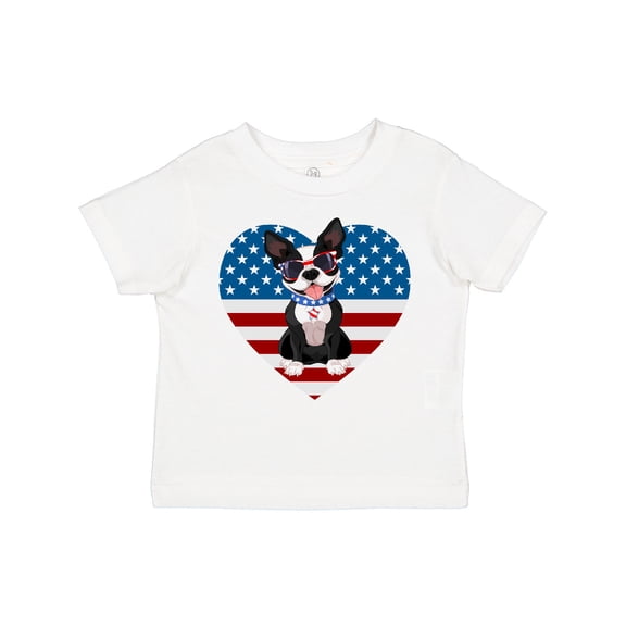 Inktastic Boston Terrier Dog US Flag July 4th Boys or Girls Toddler T-Shirt