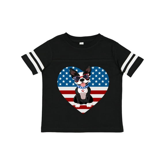 Inktastic Boston Terrier Dog US Flag July 4th Boys or Girls Toddler T-Shirt