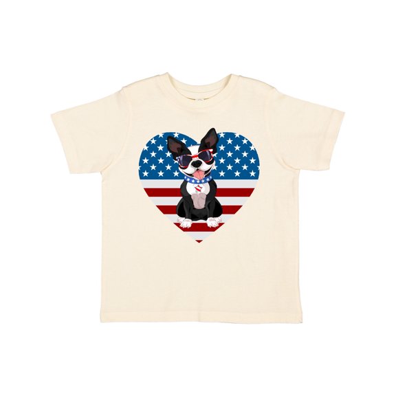 Inktastic Boston Terrier Dog US Flag July 4th Boys or Girls Toddler T-Shirt