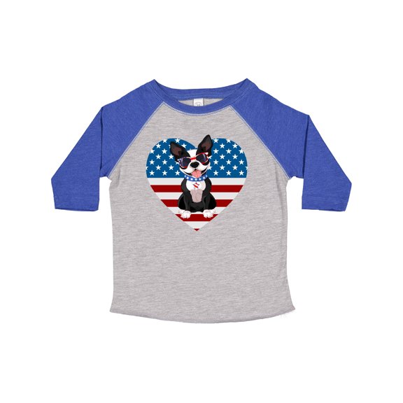 Inktastic Boston Terrier Dog US Flag July 4th Boys or Girls Toddler T-Shirt